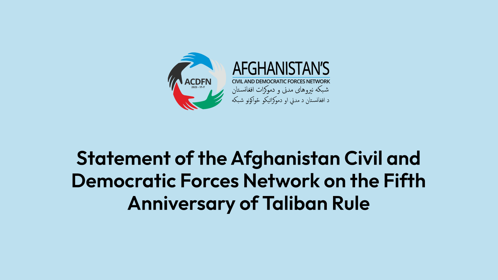 Statement on the Fifth Anniversary of Taliban Rule in Afghanistan